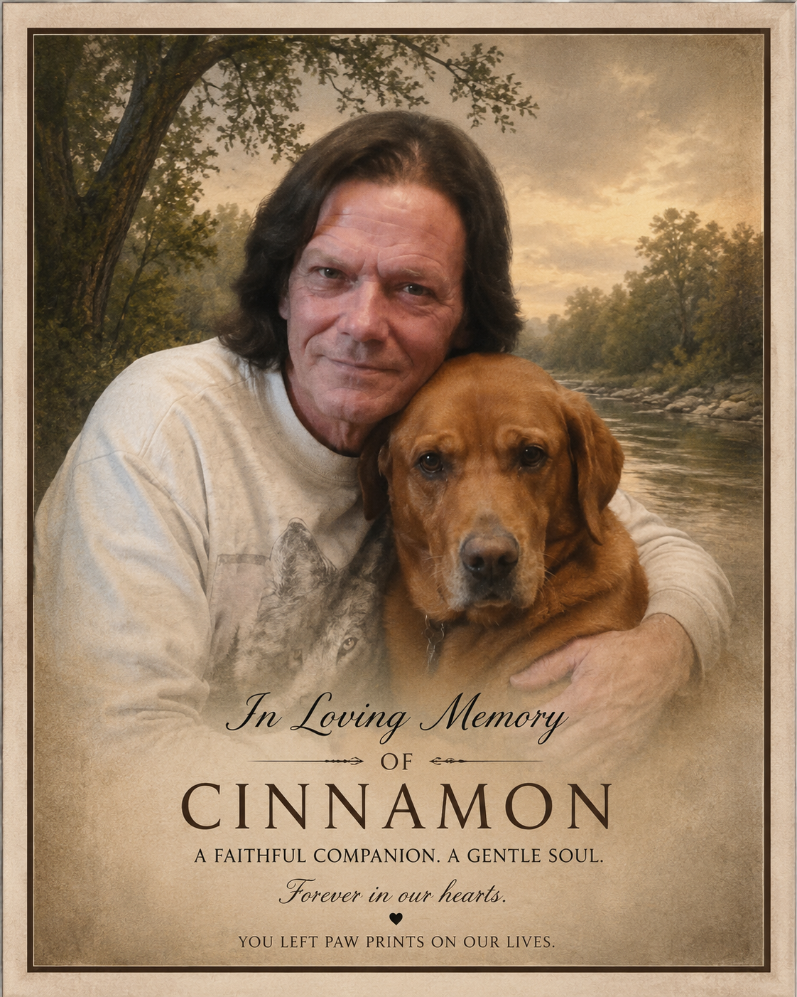 Memorial portrait of Randy and Cinnamon